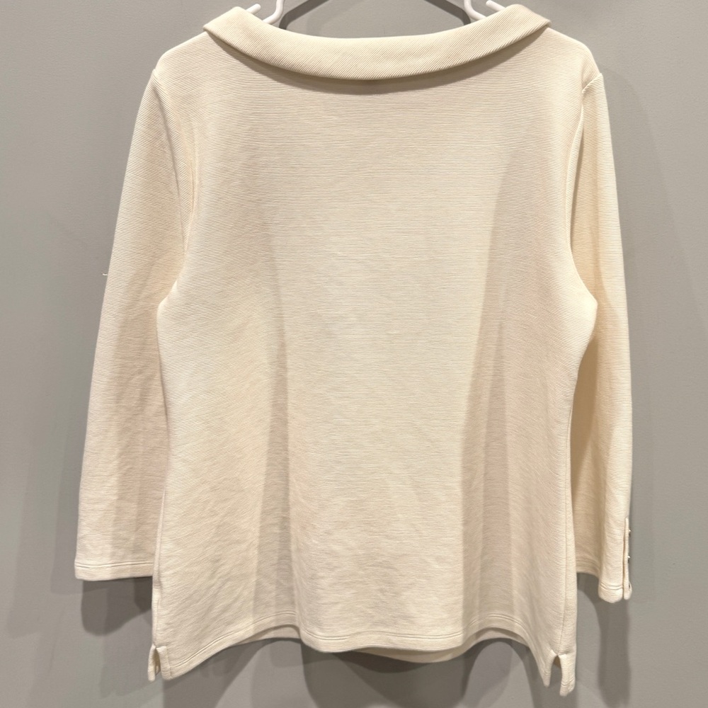 Talbots Cream Sabrina Portrait Collar Top - Picture 8 of 11
